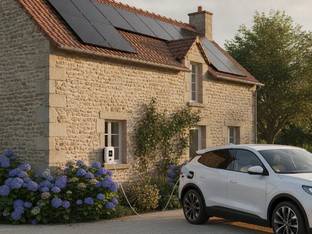 Borne de recharge véhicule électrique Solaren installée en garage